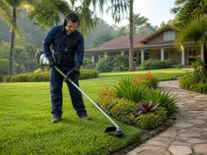 Jardinagem e acabamento de gramado em propriedade